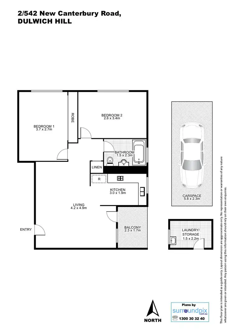 Floorplan of Homely unit listing, 2/542 New Canterbury Road, Dulwich Hill NSW 2203