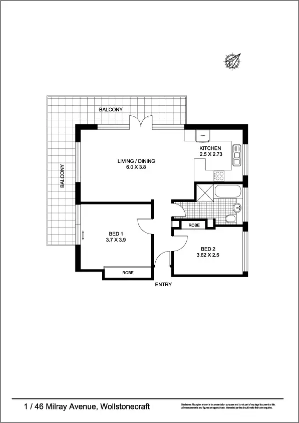 Floorplan of Homely apartment listing, 1/46 Milray Ave, Wollstonecraft NSW 2065