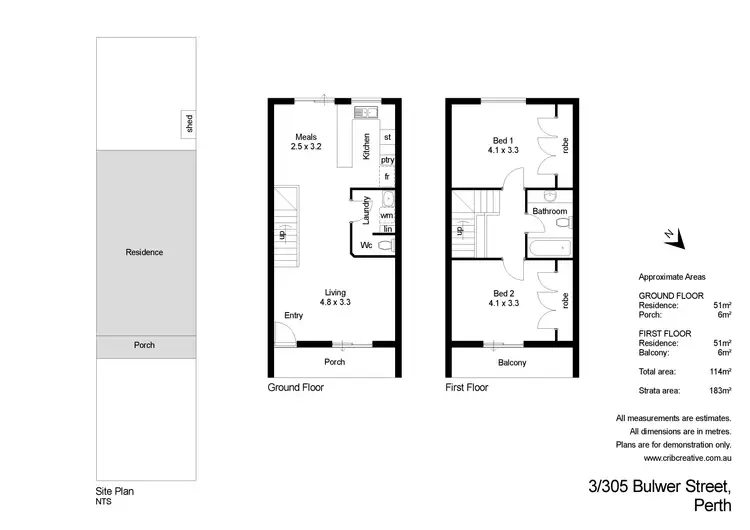 Floorplan of Homely townhouse listing, 3/305 Bulwer Street, Perth WA 6000