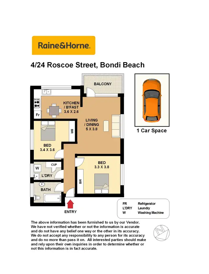 Floorplan of Homely apartment listing, 4/24 Roscoe Street, Bondi Beach NSW 2026