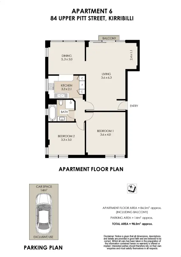 Floorplan of Homely apartment listing, 6/84 Upper Pitt Street, Kirribilli NSW 2061
