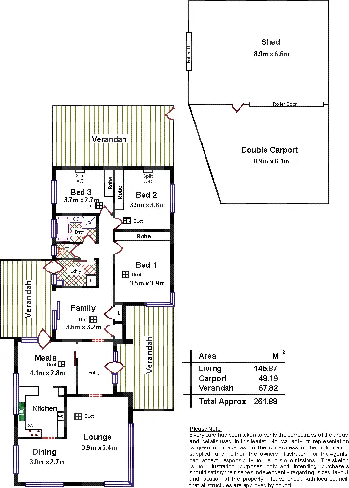 Floorplan of Homely house listing, 3 Darrell Street, Evanston Park SA 5116