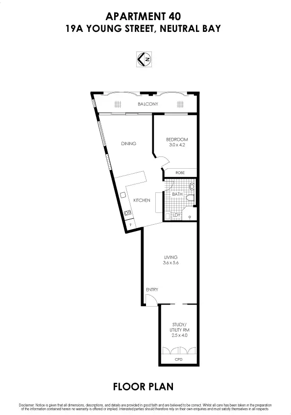 Floorplan of Homely apartment listing, 40/19a Young Street, Neutral Bay NSW 2089