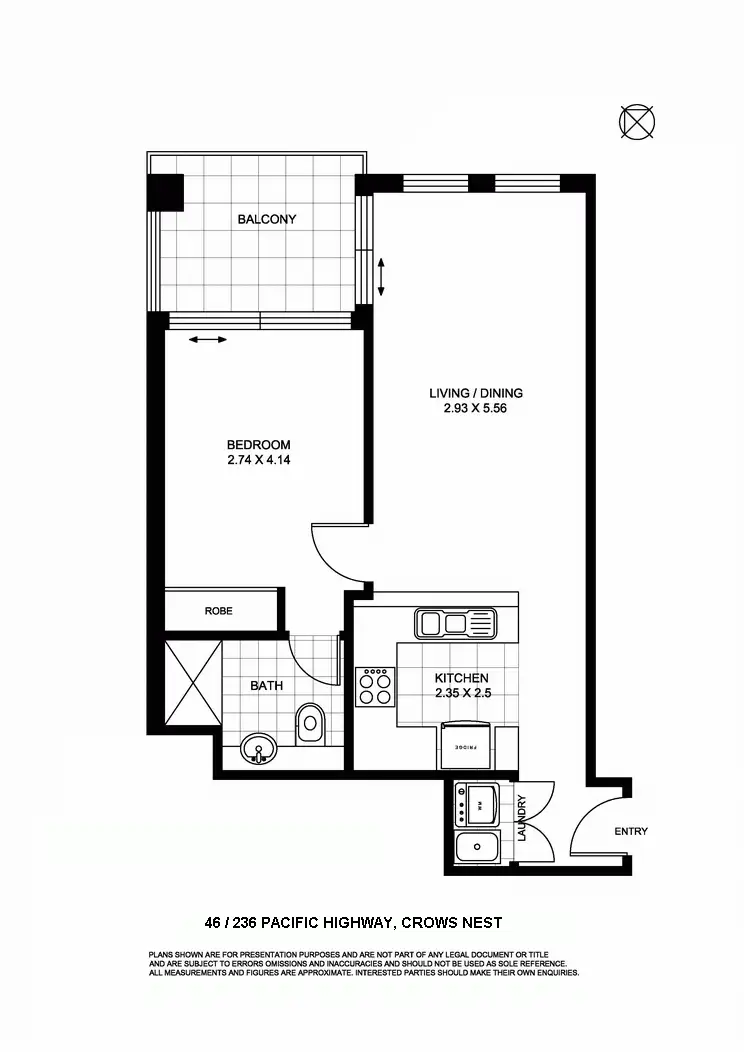 Floorplan of Homely apartment listing, 46/236 Pacific Highway, Crows Nest NSW 2065