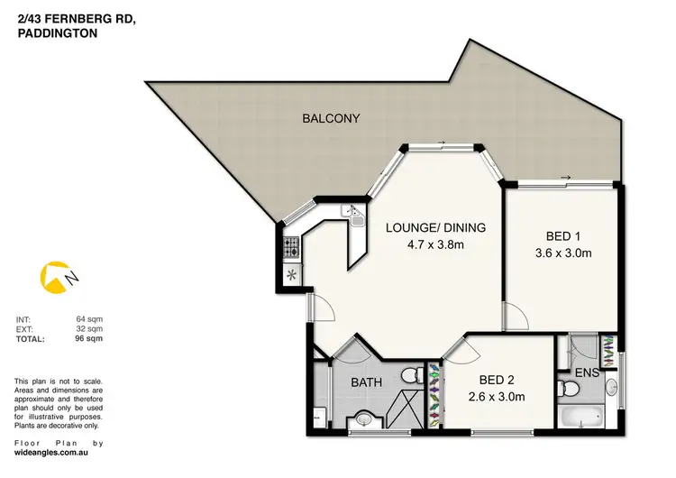 Floorplan of Homely unit listing, 2/43 Fernberg Road, Paddington QLD 4064