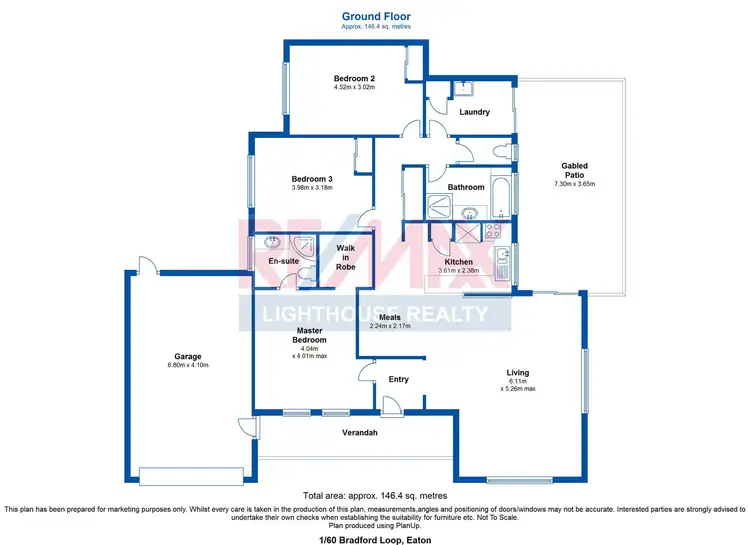 Floorplan of Homely unit listing, Unit 1/60 Bradford Loop, Eaton WA 6232
