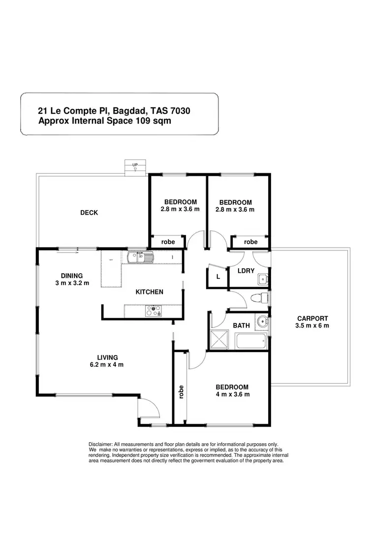 Floorplan of Homely house listing, 21 Le Compte Place, Bagdad TAS 7030