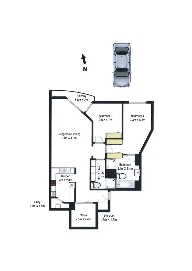 Floorplan of Homely apartment listing, 3001/2 Quay Street, Haymarket NSW 2000