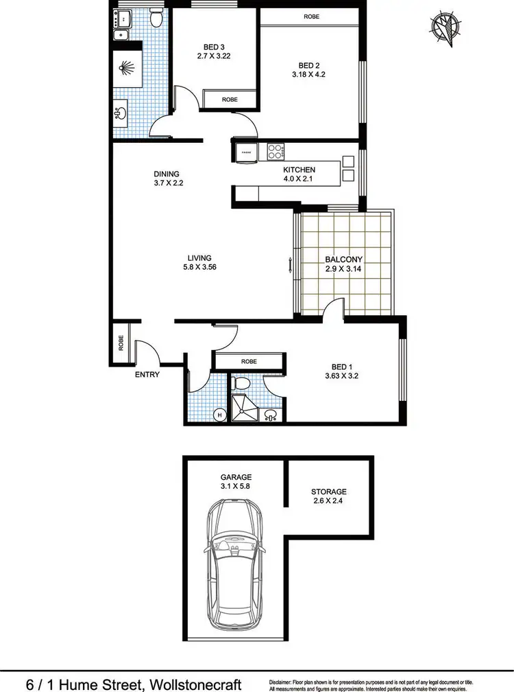 Floorplan of Homely apartment listing, 6/1 Hume Street, Wollstonecraft NSW 2065