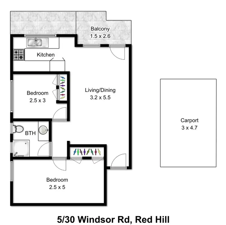 Floorplan of Homely apartment listing, 5/30 Windsor Road, Red Hill QLD 4059