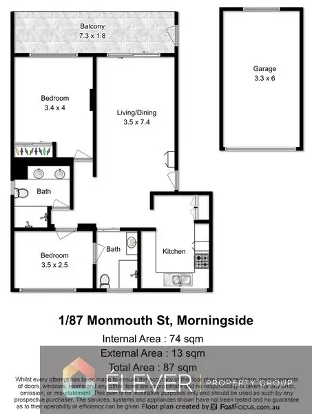 Floorplan of Homely apartment listing, 1/87 Monmouth Street, Morningside QLD 4170