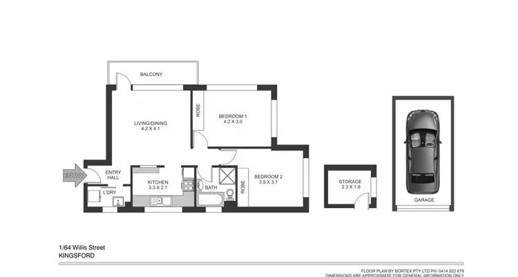 Floorplan of Homely apartment listing, 1/64 Willis Street, Kingsford NSW 2032