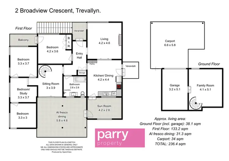 Floorplan of Homely house listing, 2 Broadview Crescent, Trevallyn TAS 7250