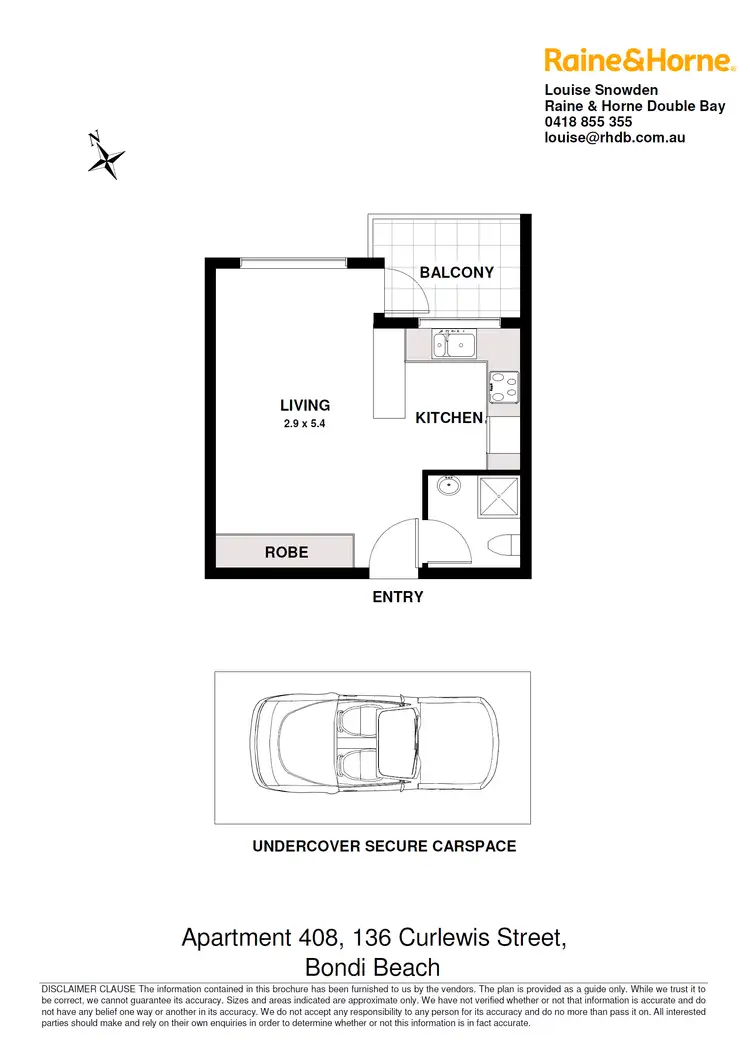 Floorplan of Homely studio listing, 408/136 Curlewis Street, Bondi Beach NSW 2026