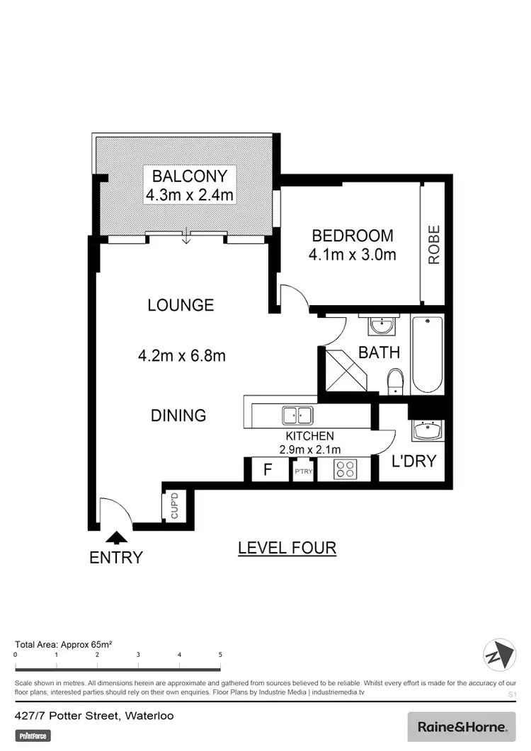 Floorplan of Homely apartment listing, 427/7 Potter St, Waterloo NSW 2017