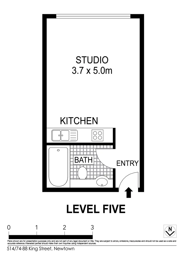 Floorplan of Homely studio listing, 514/88 King Street, Newtown NSW 2042