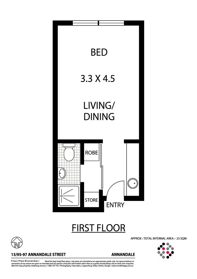 Floorplan of Homely studio listing, 13/95 Annandale Street, Annandale NSW 2038