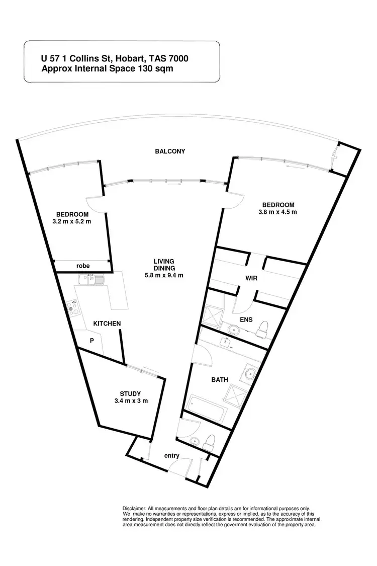 Floorplan of Homely apartment listing, 57, 1 Collins Street, Hobart TAS 7000