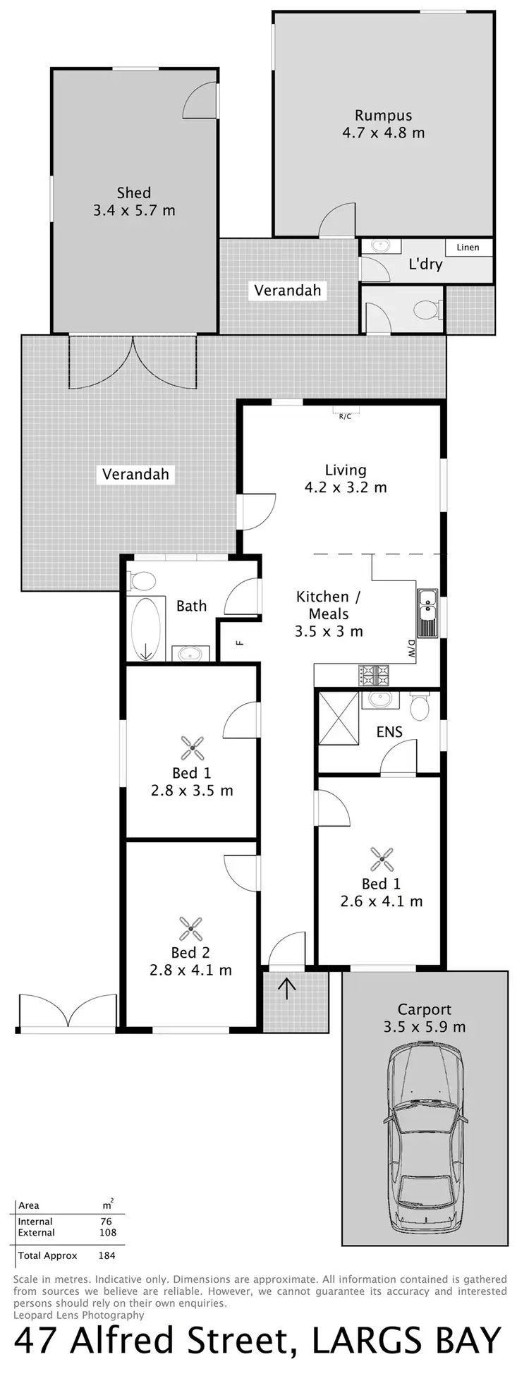 Floorplan of Homely house listing, 47 Alfred Street, Largs Bay SA 5016