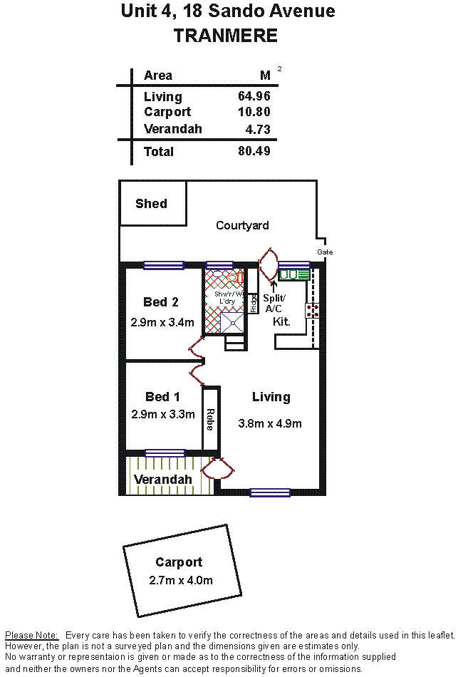 Floorplan of Homely unit listing, 4/18 Sando Ave, Tranmere SA 5073