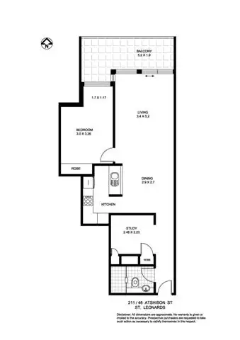 Floorplan of Homely apartment listing, 211/48 Atchison Street, St Leonards NSW 2065