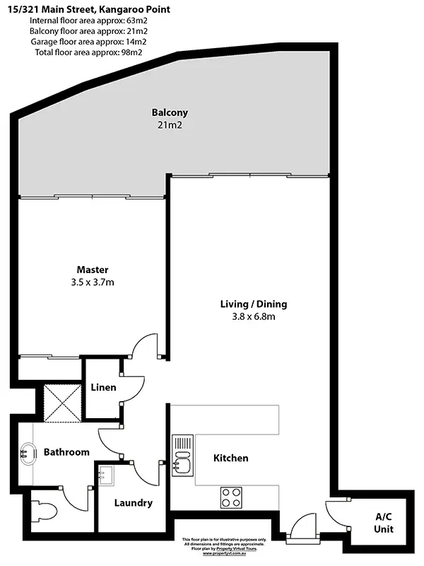 Floorplan of Homely apartment listing, 15/321 Main Street, Kangaroo Point QLD 4169