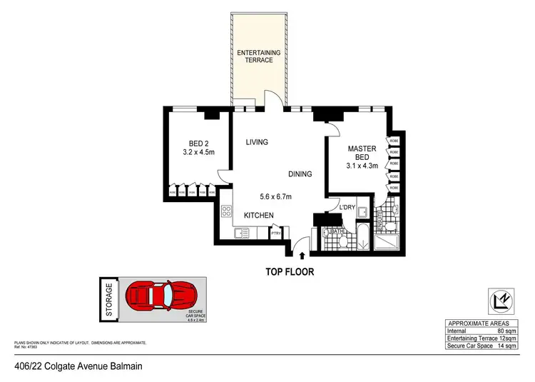 Floorplan of Homely apartment listing, 406/22 Colgate Avenue, Balmain NSW 2041