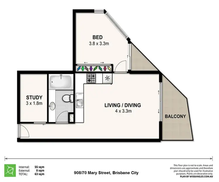 Floorplan of Homely apartment listing, 908/70 Mary Street, Brisbane City QLD 4000