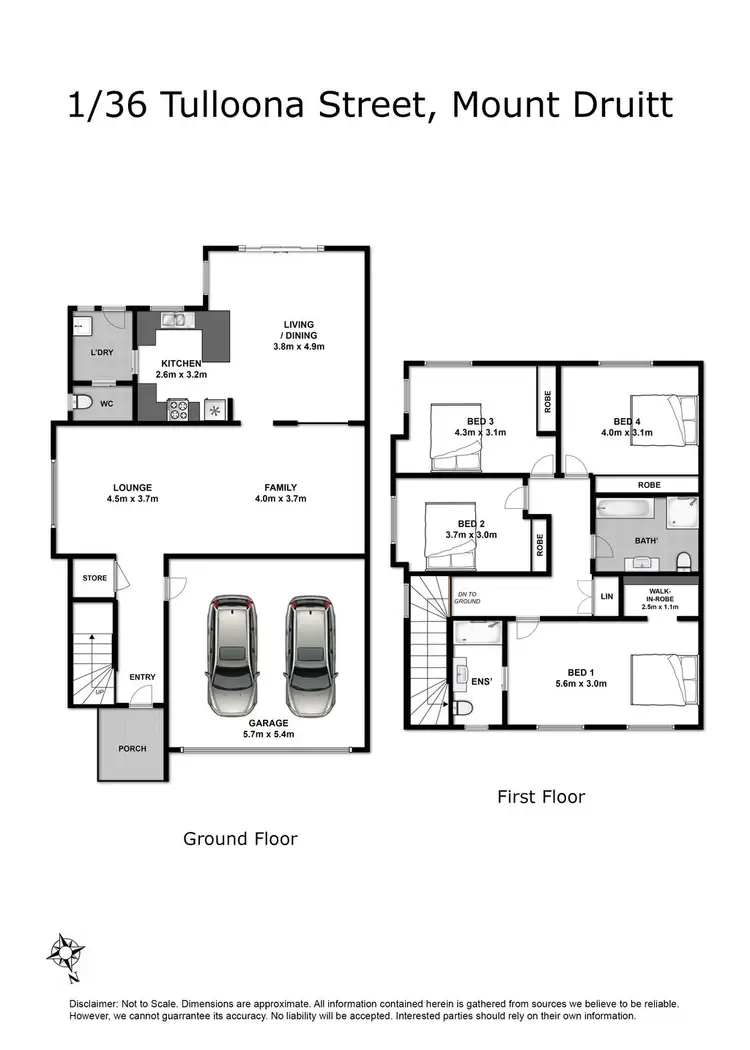 Floorplan of Homely semi-detached listing, 1/36 Tulloona Street, Mount Druitt NSW 2770