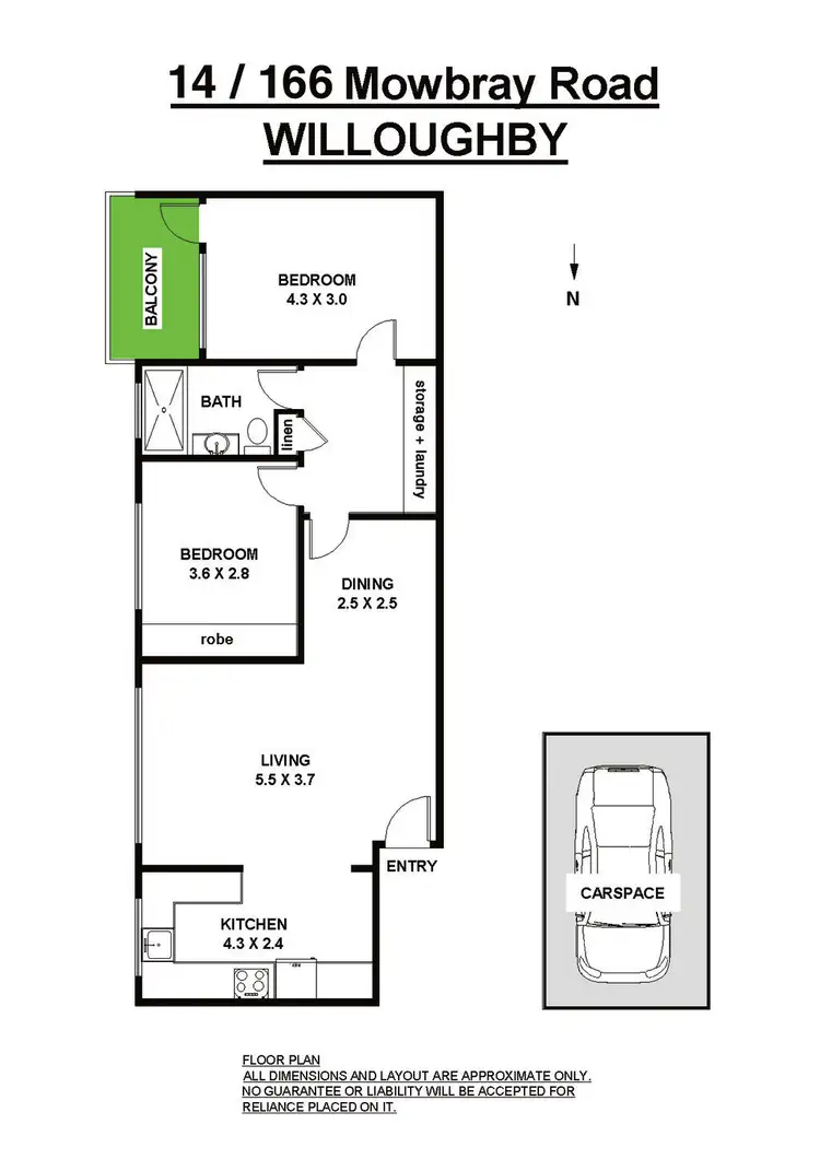 Floorplan of Homely unit listing, 14/166 Mowbray Road, Willoughby NSW 2068