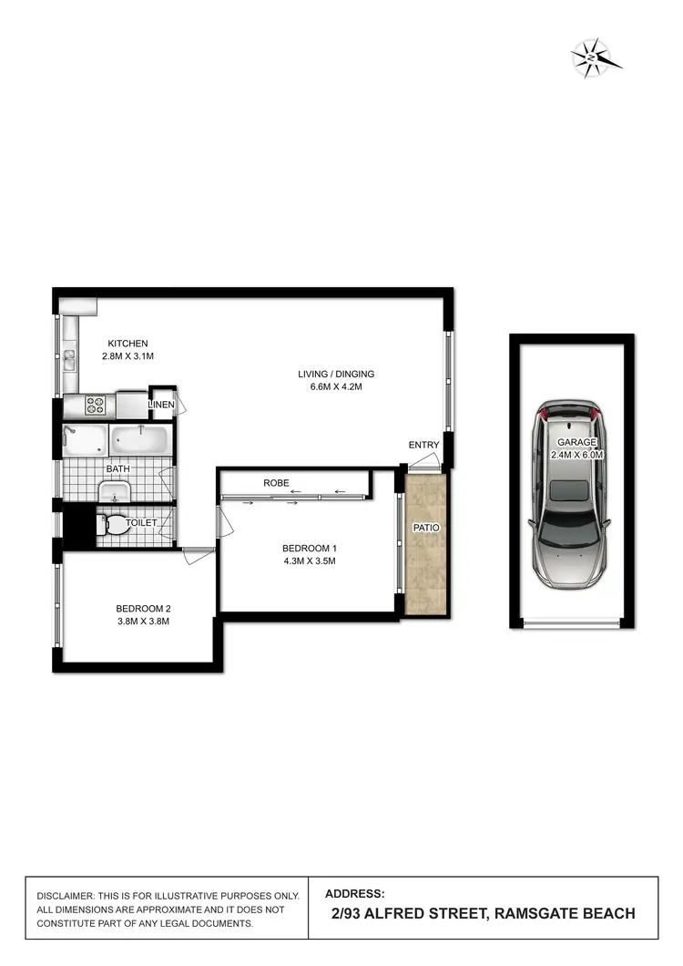 Floorplan of Homely unit listing, 2/93 Alfred Street, Ramsgate Beach NSW 2217