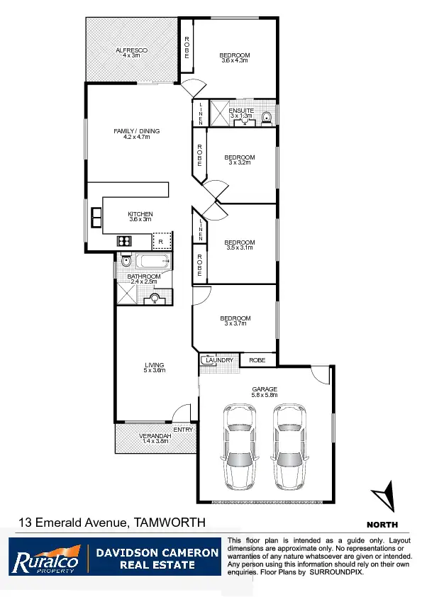 Floorplan of Homely house listing, 13 Emerald Avenue, Tamworth NSW 2340