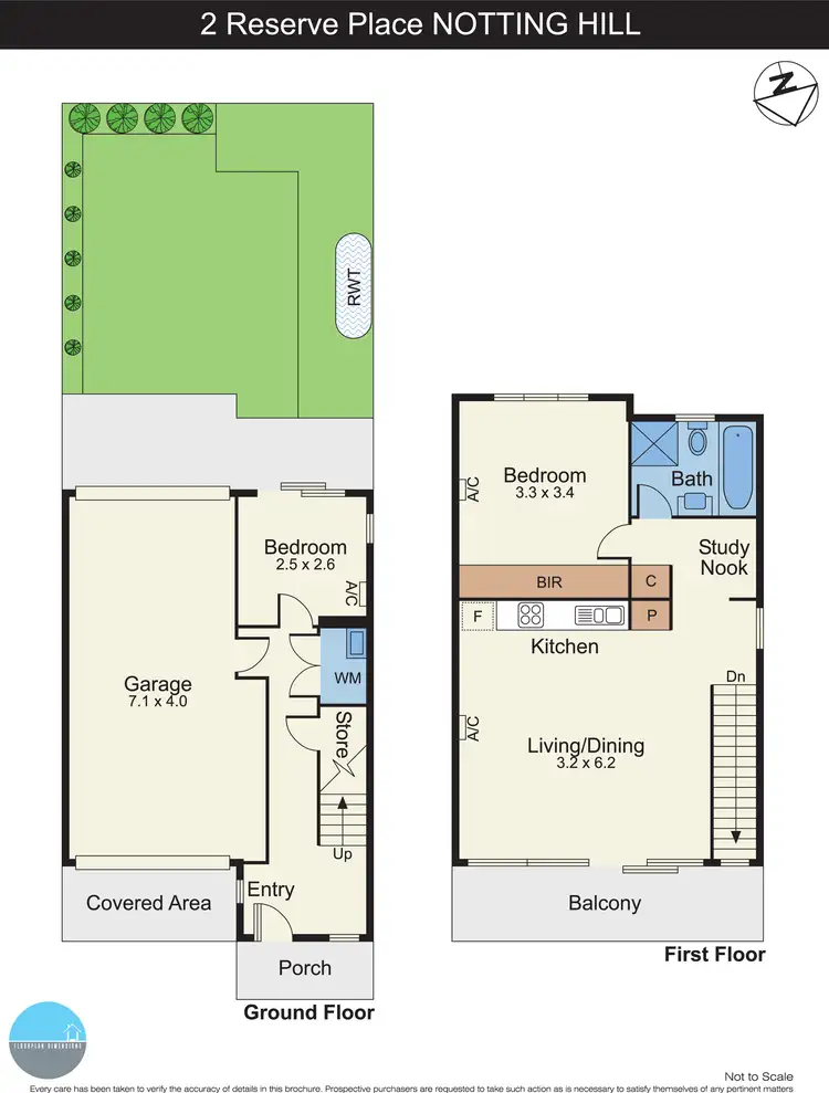 Floorplan of Homely townhouse listing, 2 Reserve Place, Notting Hill VIC 3168