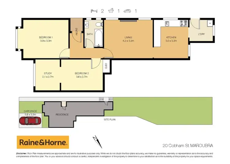 Floorplan of Homely semi-detached listing, 20 Cobham Street, Maroubra NSW 2035
