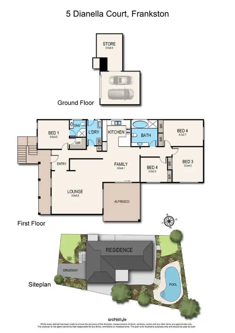Floorplan of Homely house listing, 5 Dianella Court, Frankston VIC 3199