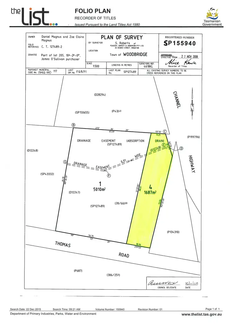 Floorplan of Homely land listing, 4 Thomas Road, Woodbridge TAS 7162