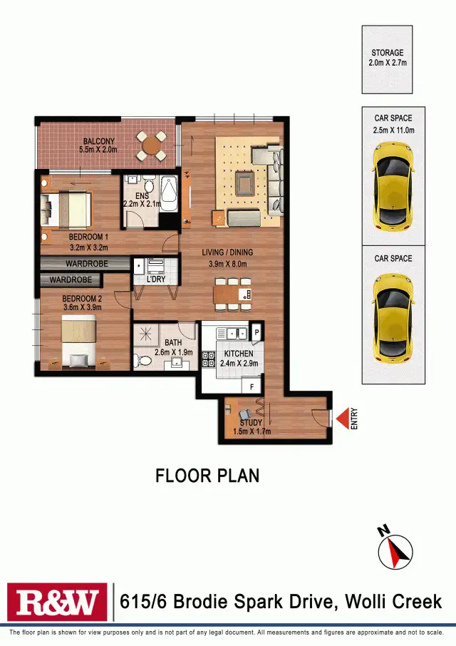 Floorplan of Homely apartment listing, 615/6 Brodie Spark Drive, Wolli Creek NSW 2205