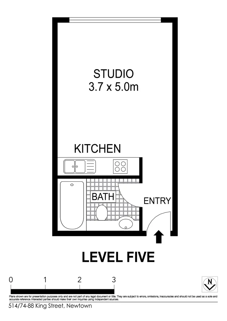 Floorplan of Homely studio listing, 514/88 King Street, Newtown NSW 2042