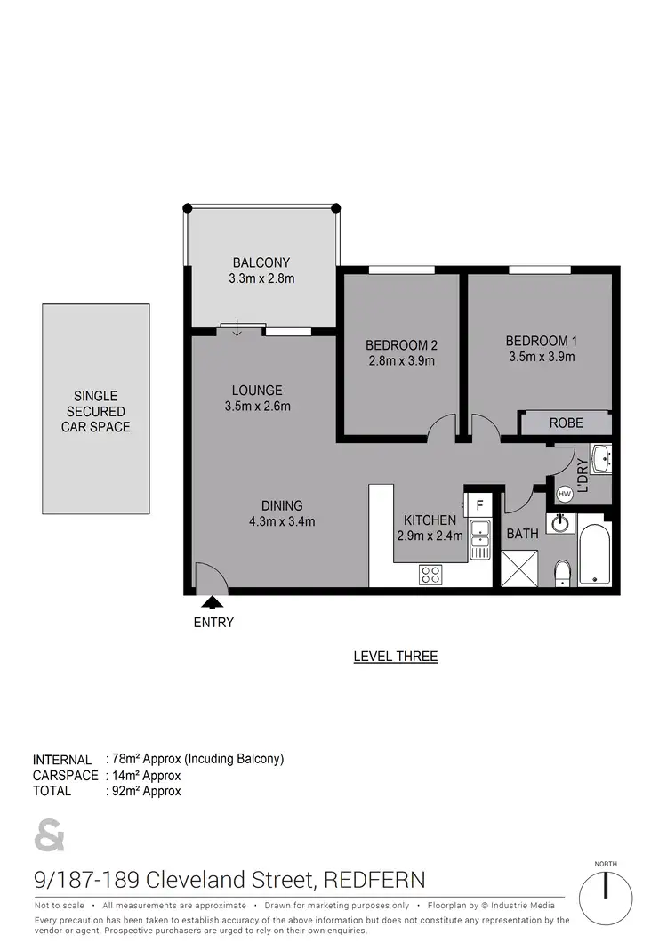 Floorplan of Homely apartment listing, 9/187-189 Cleveland Street, Redfern NSW 2016