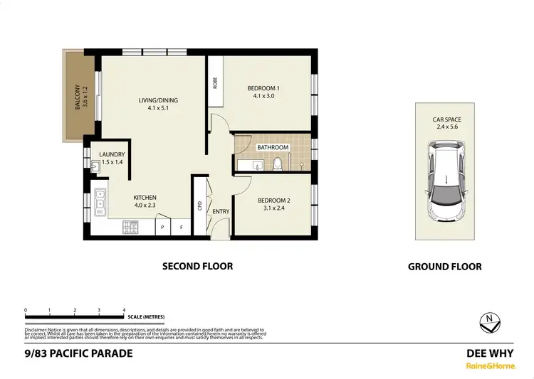Floorplan of Homely unit listing, 9/83 Pacific Parade, Dee Why NSW 2099
