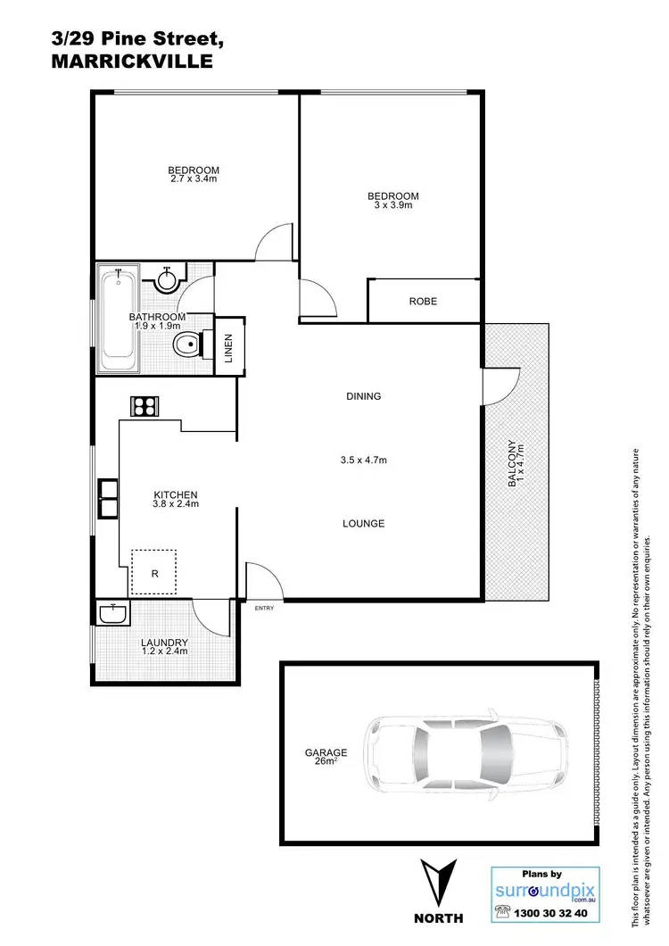 Floorplan of Homely unit listing, 3/29 Pine Street, Marrickville NSW 2204