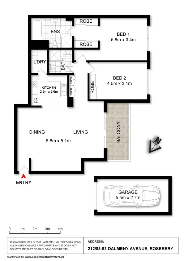 Floorplan of Homely apartment listing, 212/83-93 (Block K1) Dalmeny Avenue, Rosebery NSW 2018