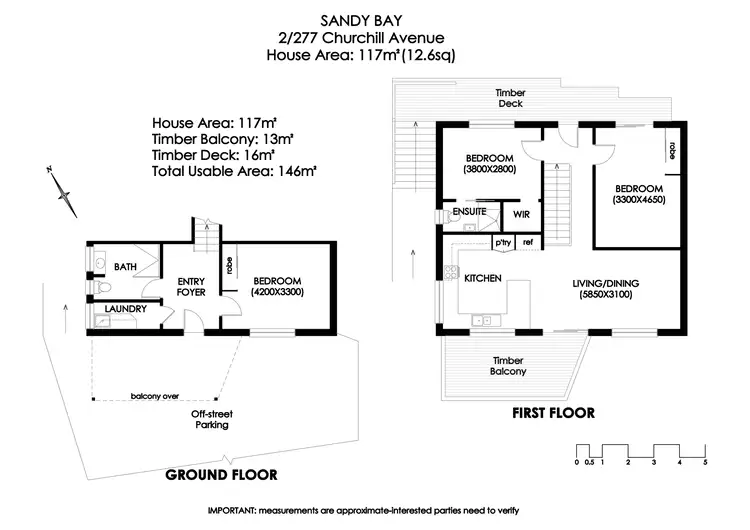 Floorplan of Homely townhouse listing, 2/277 Churchill Avenue, Sandy Bay TAS 7005