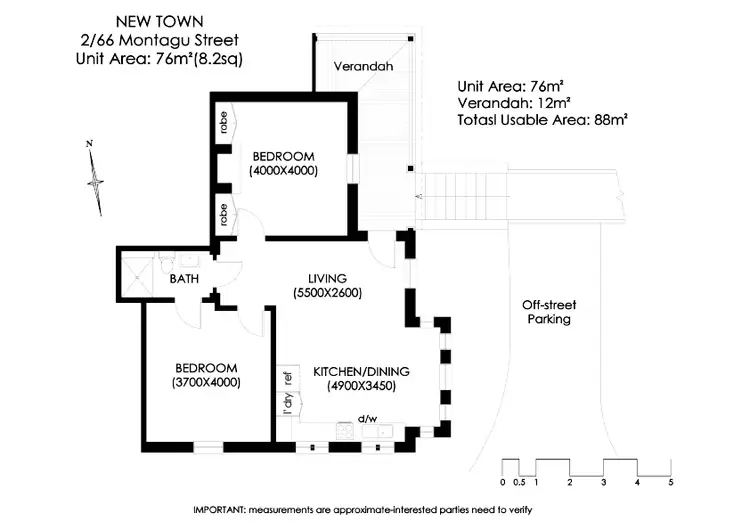 Floorplan of Homely house listing, 3/66 Montagu Street, New Town TAS 7008