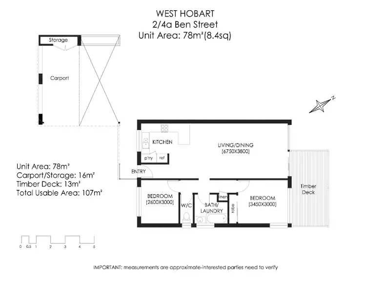Floorplan of Homely unit listing, 3/4a Ben Street, West Hobart TAS 7000