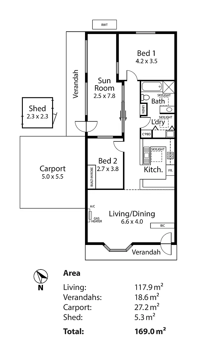 Floorplan of Homely unit listing, 2/15 Ashbourne Road, Strathalbyn SA 5255