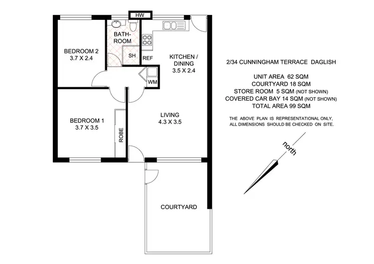 Floorplan of Homely unit listing, 2/34 Cunningham Terrace, Daglish WA 6008