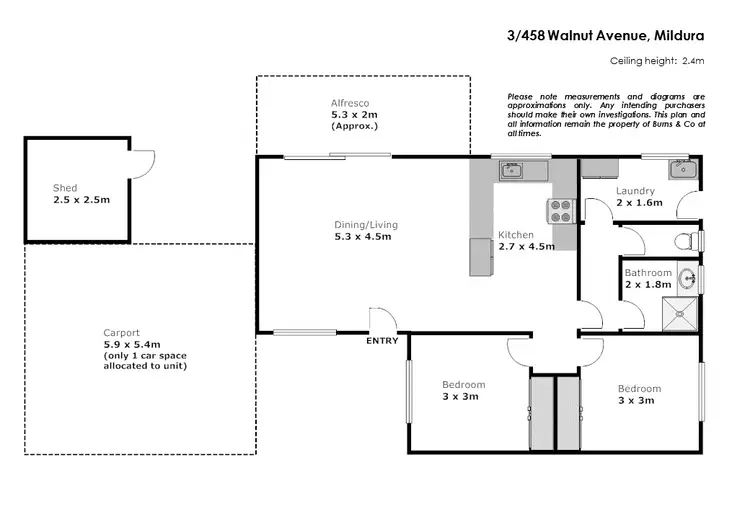 Floorplan of Homely unit listing, 3/458 Walnut Avenue, Mildura VIC 3500