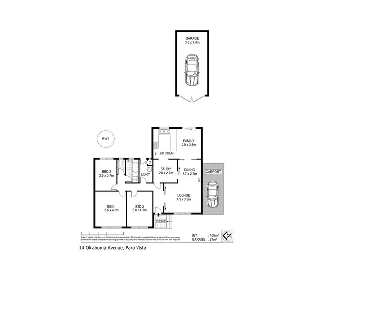 Floorplan of Homely house listing, 14 Oklahoma Avenue, Para Vista SA 5093