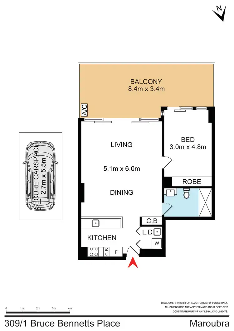 Floorplan of Homely apartment listing, 309/1 BRUCE BENNETTS PLACE, Maroubra NSW 2035